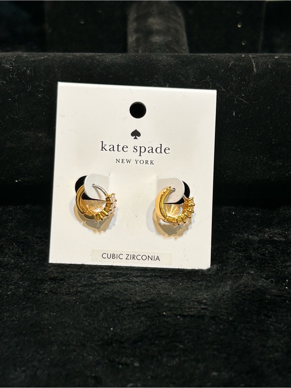 kate spade New York Gold Cubic Zirconia Glitz Huggies Earrings